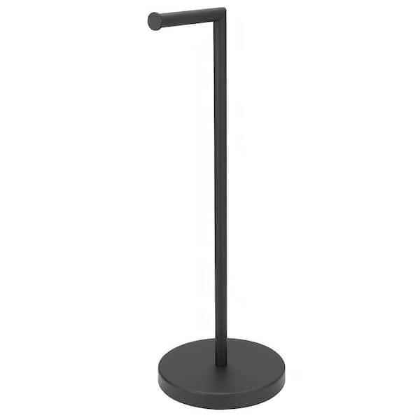 Freestanding Stainless Steel Toilet Paper Stand in Matte Black