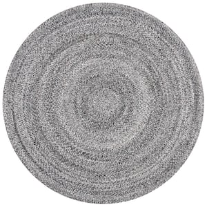 Braided Gray/Charcoal 7 ft. x 7 ft. Round Solid Area Rug
