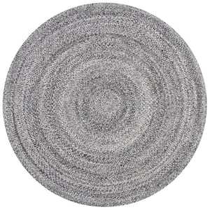 SAFAVIEH Braided Ivory/Steel Gray 9 ft. x 9 ft. Round Solid Area Rug BRD256A-9R  - The Home Depot