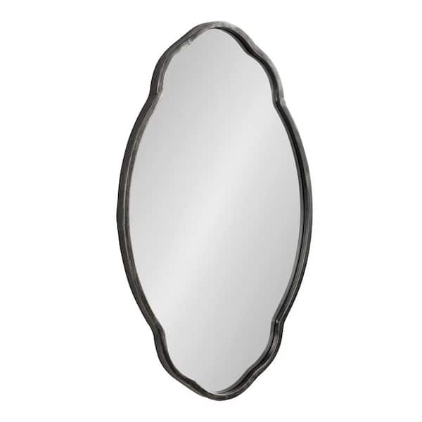 Kate and Laurel Magritte 29.87 in. x 17.75 in. Irregular Traditional Black Framed Decorative Wall Mirror