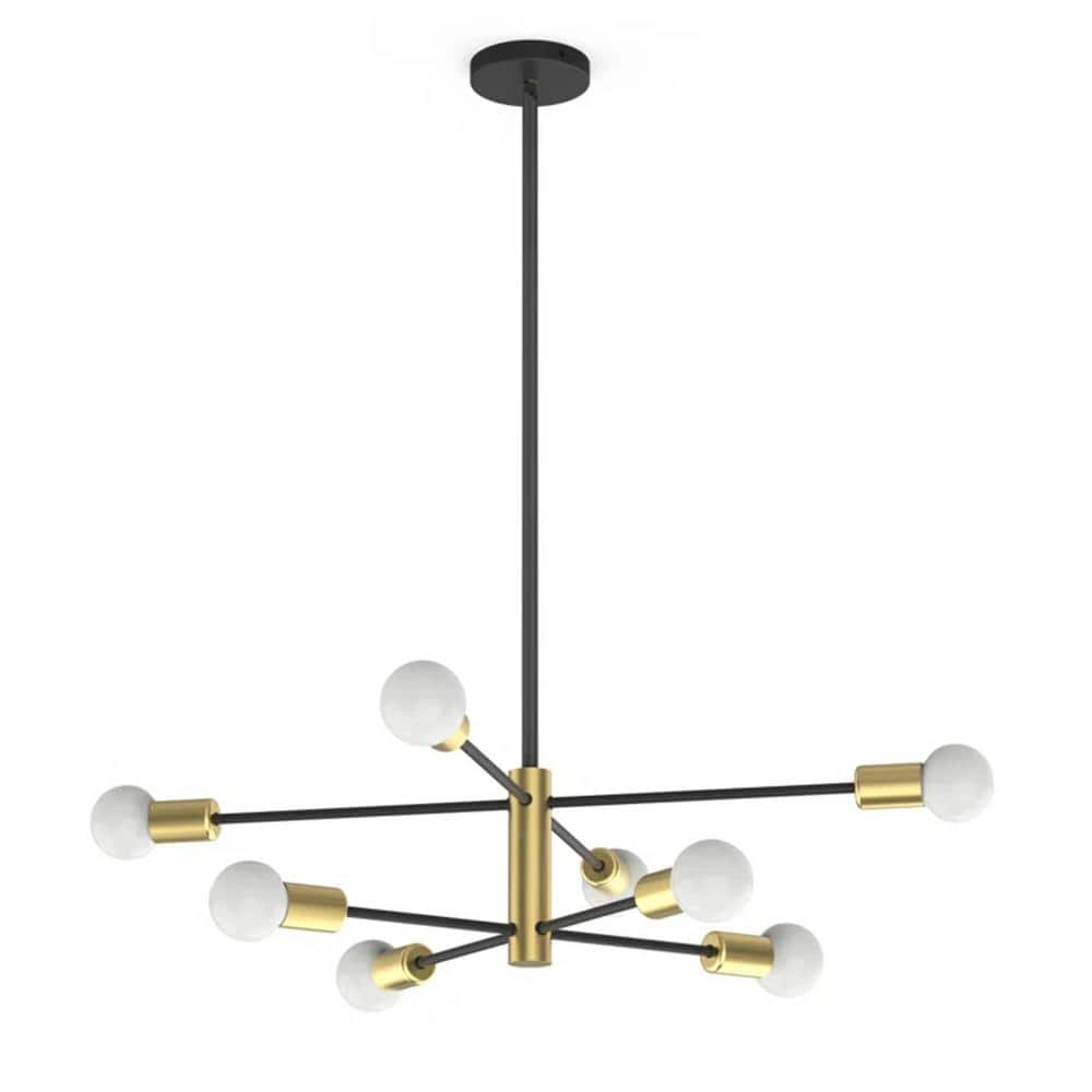 Gold and Black Metal 8-Light Sputnik Chandelier