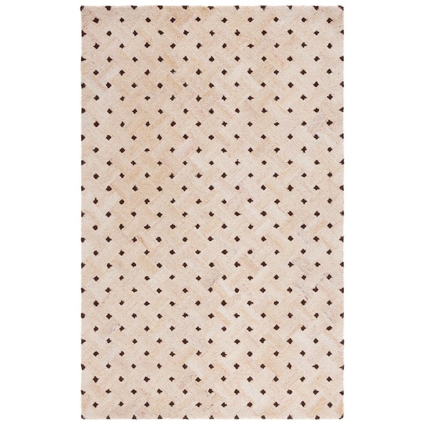 SAFAVIEH Genre 4 ft. x 6 ft. Light Brown/Ivory Spotted Lattice Area Rug