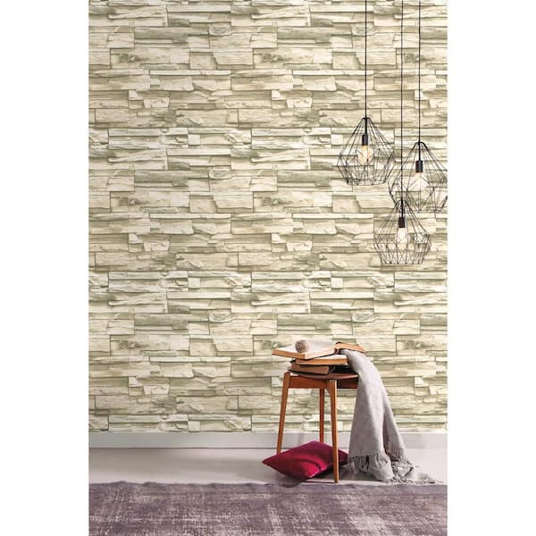 Roommates Faux Weathered Stone Peel & Stick Wallpaper Wall Decal, Grey