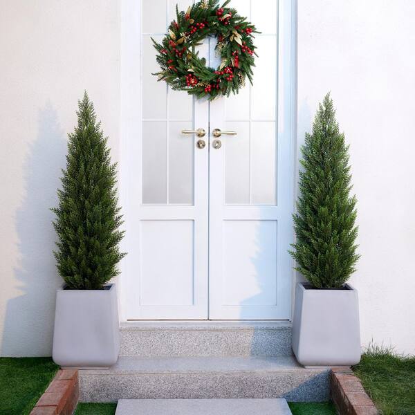 DR.Planzen 4 ft. Artificial Topiary Cedar Trees Outdoor Indoor