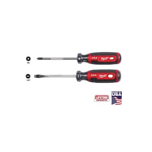 4 in. #2 Phillips Screwdriver with Cushion Grip with 4 in. 1/4 in. Slotted Screwdriver with Cushion Grip