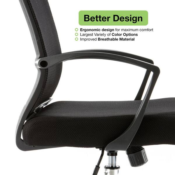 VANDUE - Zuna Black and Gray Ergonomic Mesh Mid Back Office Desk Rolling Chair