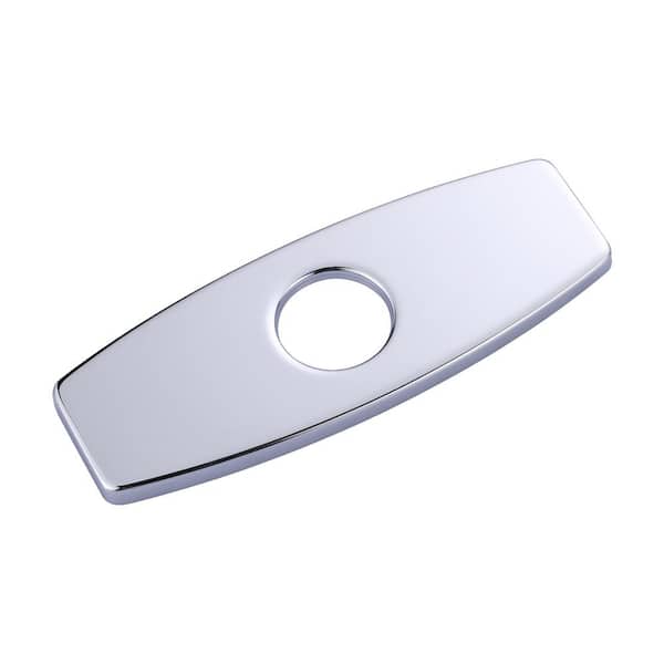 IVIGA 6.4 in. x 2.4 in. x 0.3 in. Stainles Steel 1-Hole or 3-Hole Bathroom Sink Faucet DeckPlate Escutcheon in Polished Chrome