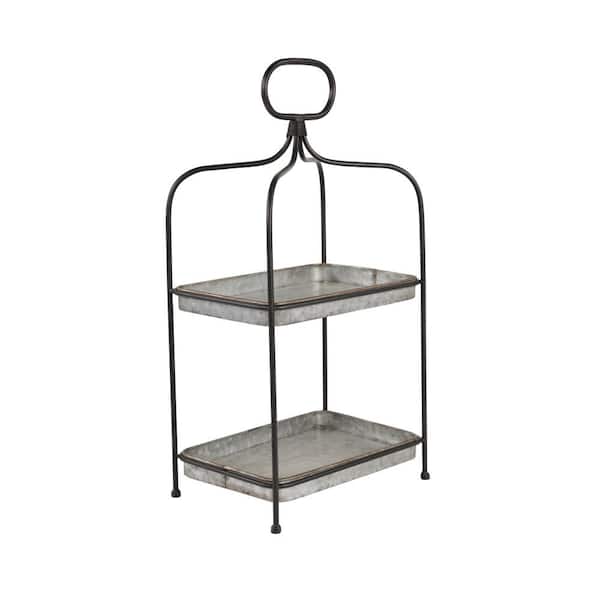 2 Tiered Tray With Handle, 2 Tier Vanity Tray Silver