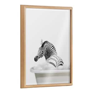 Bathroom Bubble Bath Zebra by The Creative Bunch Studio Framed Animal Printed Glass Wall Art Print 24.00 in. x 18.00 in