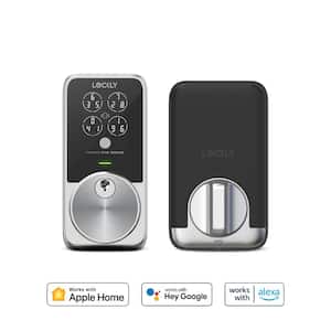 PIN Genie Pro Zeno Series Satin Nickel Deadbolt WiFi Smart Lock, Apple Home Key, Siri/Google/Alexa, Keypad, App, Key