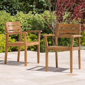 Acacia Wood Outdoor Dining Chair in Teak Set of 2