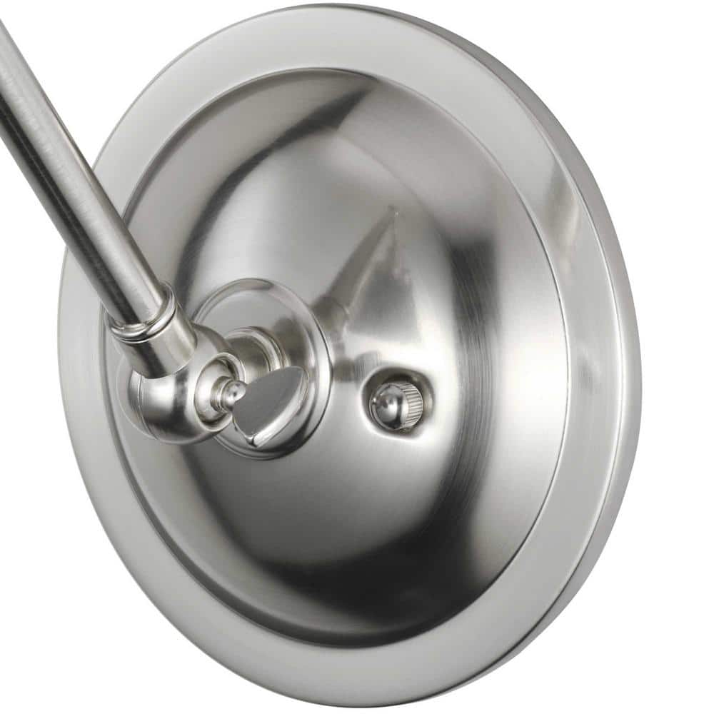 Brushed Nickel Adjustable Swing Arm Wall Sconce with Metal Shade