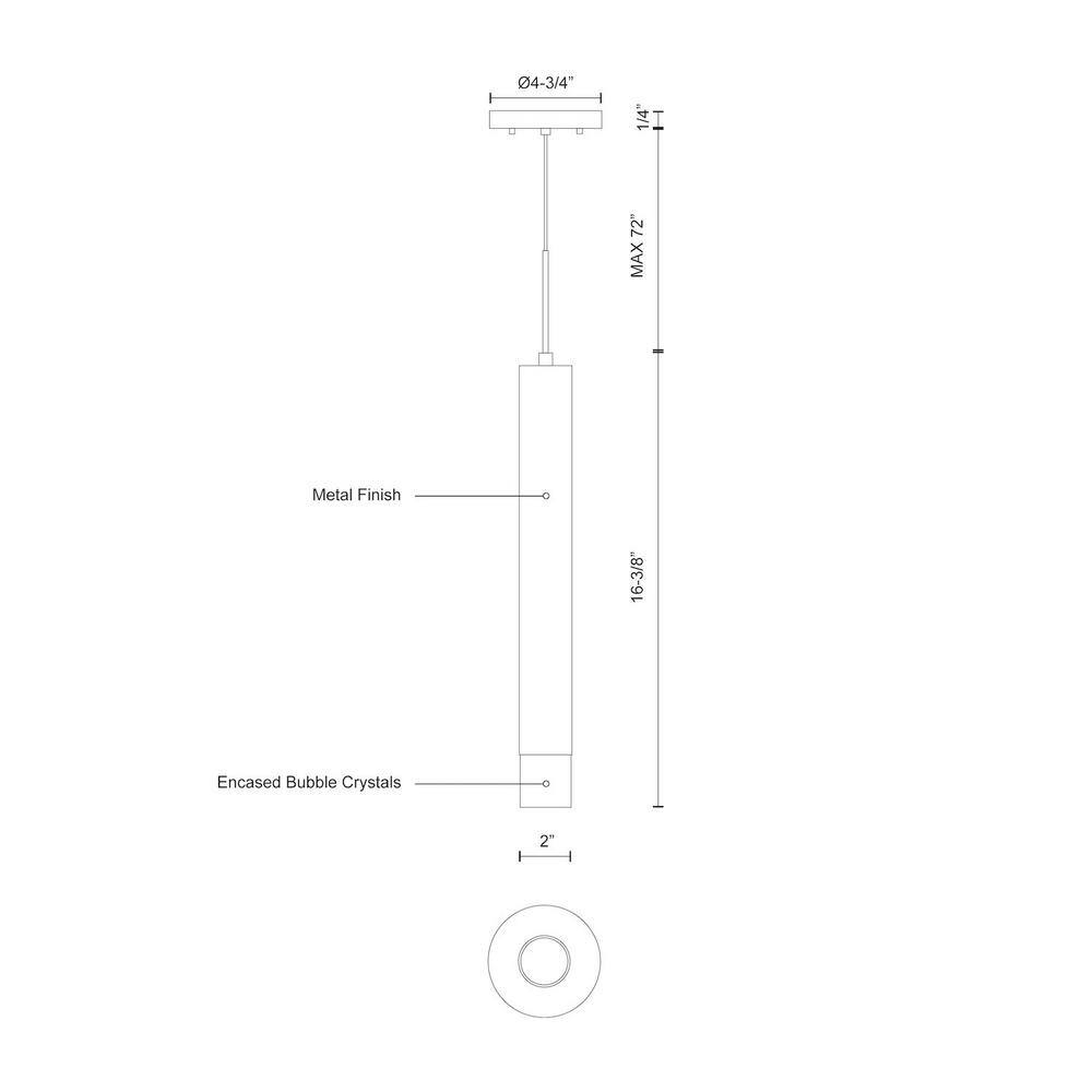 Eclat Crystal LED Chrome Slim Pendant Light 16.38"