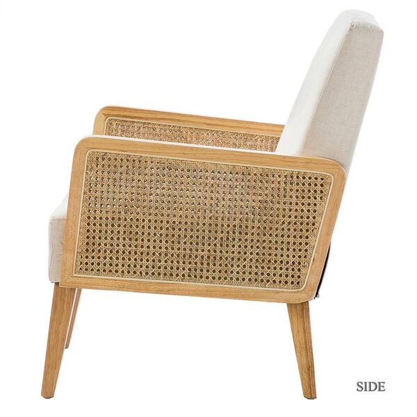 delphine linen cane accent chair