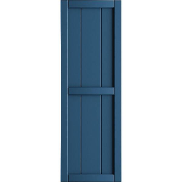 Ekena Millwork 16-1/8 in. x 78 in. True Fit PVC 3-Board Framed Board and Batten Shutters Pair in Sojourn Blue