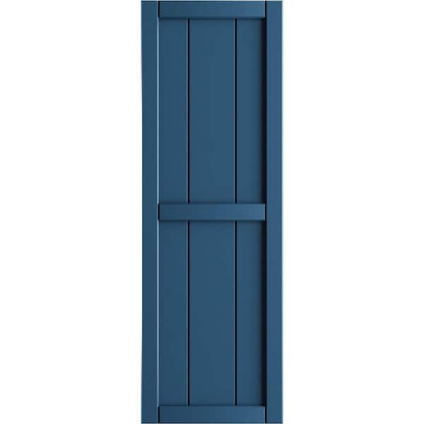 Ekena Millwork 16-1/8 in. x 101 in. True Fit PVC 3-Board Framed Board and Batten Shutters Pair in Sojourn Blue