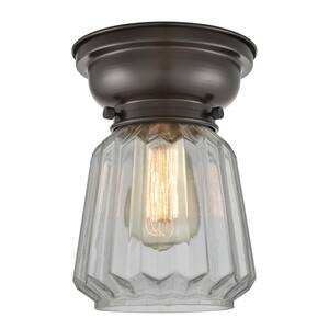 Chatham 7 in. 1-Light Oil Rubbed Bronze Flush Mount with Clear Glass Shade
