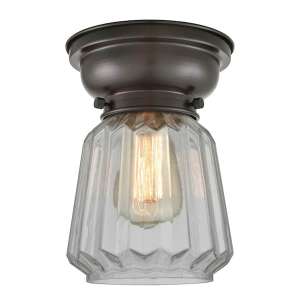 Innovations Chatham 7 in. 1-Light Oil Rubbed Bronze Flush Mount with Clear Glass Shade
