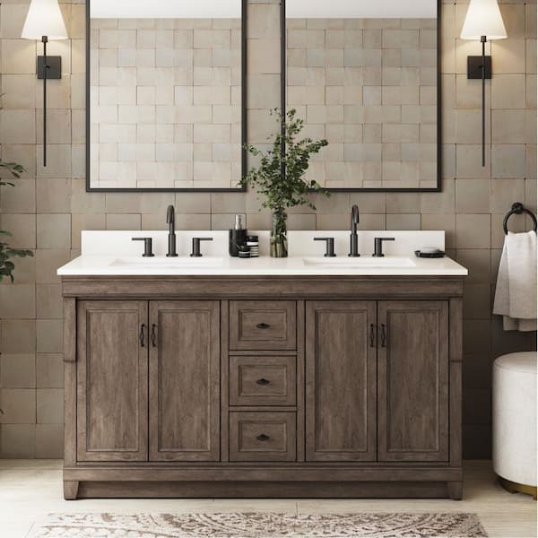Naples 60 in. W x 21.63 in. D x 34 in. H Bath Vanity Cabinet without Top in Distressed Grey