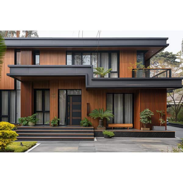 Ejoy - 8.5 in. x 106 in. x 1 in. Composite Cladding Siding Outdoor Wall Panel Board in Light Teak Color (Set of 2-Piece)