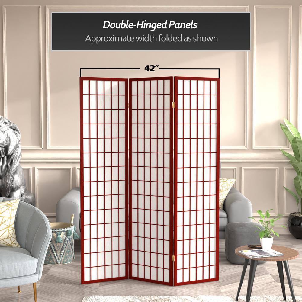 Rosewood 6 ft Tall Shoji Screen with Spruce Frame