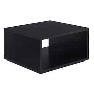 Northfield 32 in. Black Melamine Square Wood Top Coffee Table with Shelf