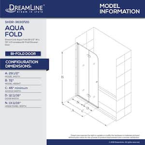 Aqua Fold 29.5 in. x 72 in. Frameless Pivot Shower Door in Chrome with Handle