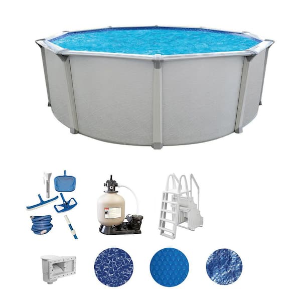 Huntington 27 ft. Round 54 in. Deep Above Ground Hard Sided Deluxe Pool Package