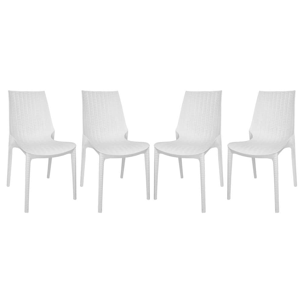 Leisuremod Kent Plastic Outdoor Dining Chair in White Set of 4 KC19W4 The Home Depot