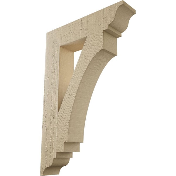 Ekena Millwork 3.5 in. x 24 in. x 16 in. Imperial Traditional Rough Cedar Woodgrain Timberthane Polyurethane Bracket, Primed Tan