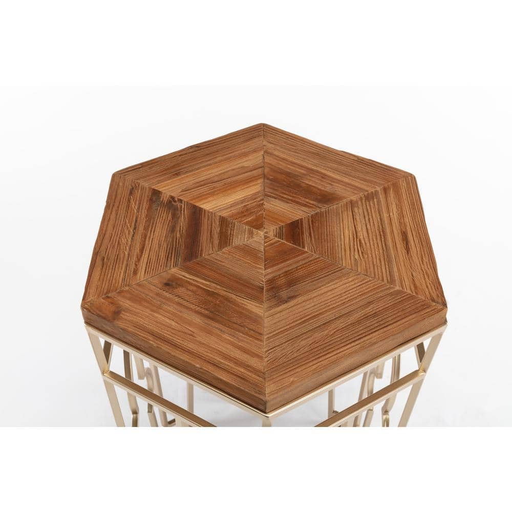 Genevieve Gold & Natural Fir Wood Round Nesting Tables