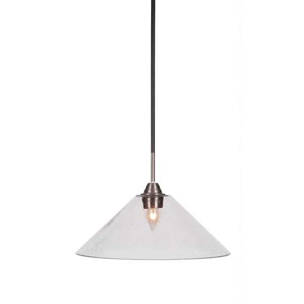 Unbranded Madison 100-Watt 1-Light Matte Black and Brushed Nickel Bowl Mini Pendant Light with Glass Shade