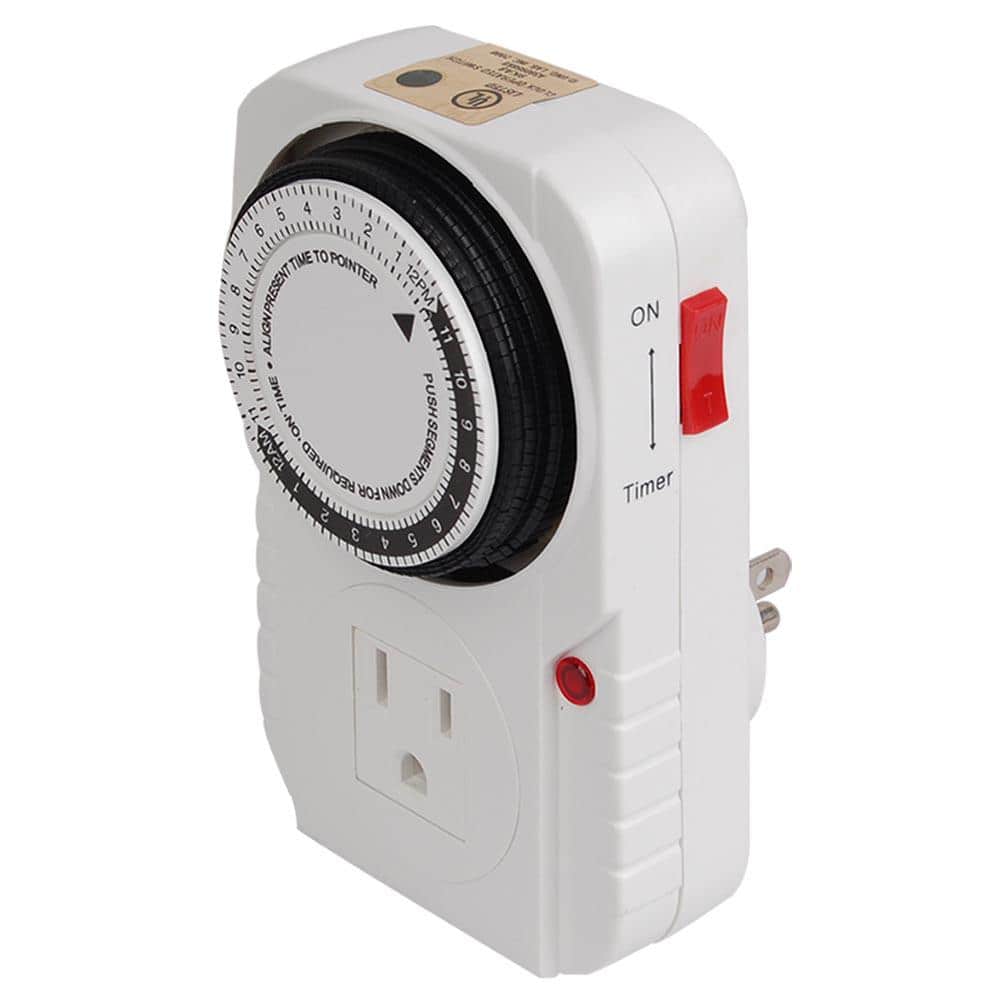 Hydro Crunch 15 Amp 24-Hour Heavy Duty Mechanical Dial Timer with 1 ...