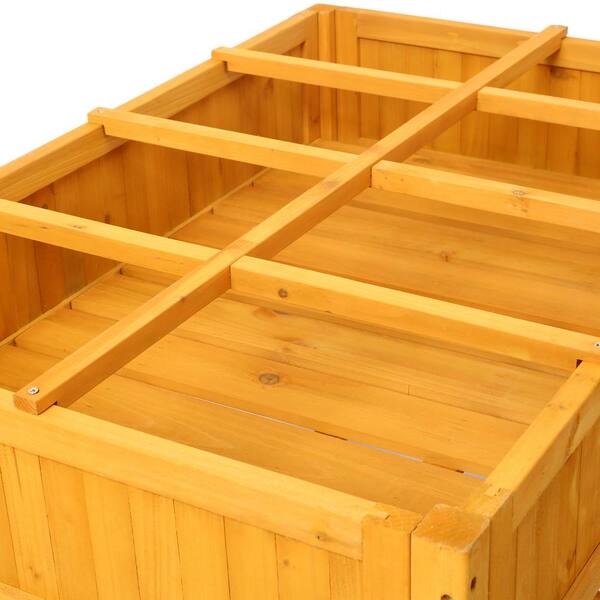 Brown 36 in. x 24 in. W x 34 in. Wood Elevated Garden Bed