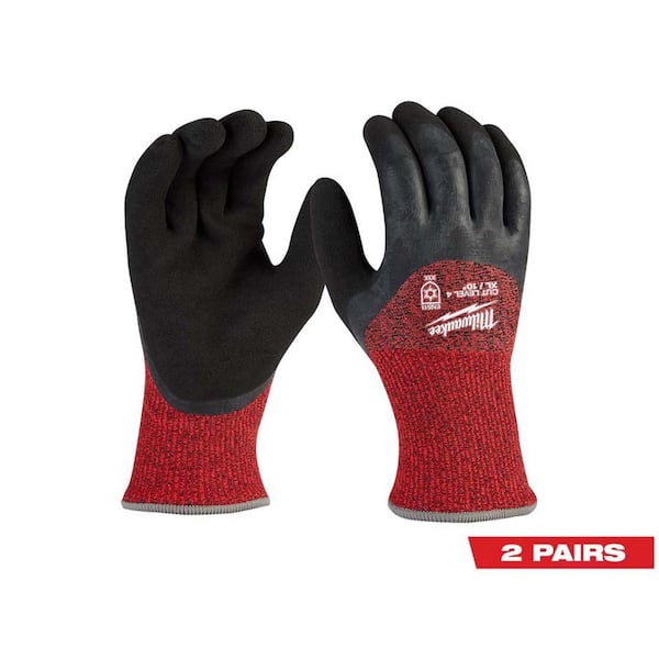 Milwaukee X-Large Red Latex Level 4 Cut Resistant Insulated Winter Dipped Work Gloves (2-Pack)