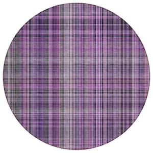 Chantille ACN541 Purple 8 ft. x 8 ft. Round Machine Washable Indoor/Outdoor Geometric Area Rug