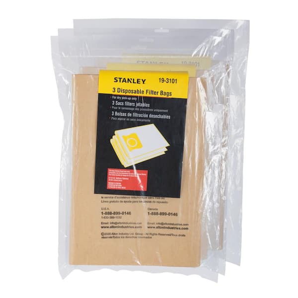 Stanley 9 Gal. to 12 Gal. Disposable Filter Bag for Wet/Dry Vacuums (3-Pack)