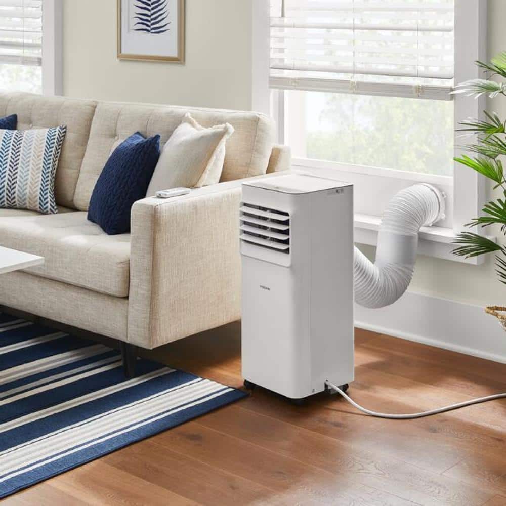 White 5,000 BTU Portable Air Conditioner with Remote and Dehumidifier