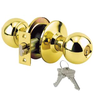 Brass Grade 3 Keyed Storeroom Door Knob with 2 SC1 Keys