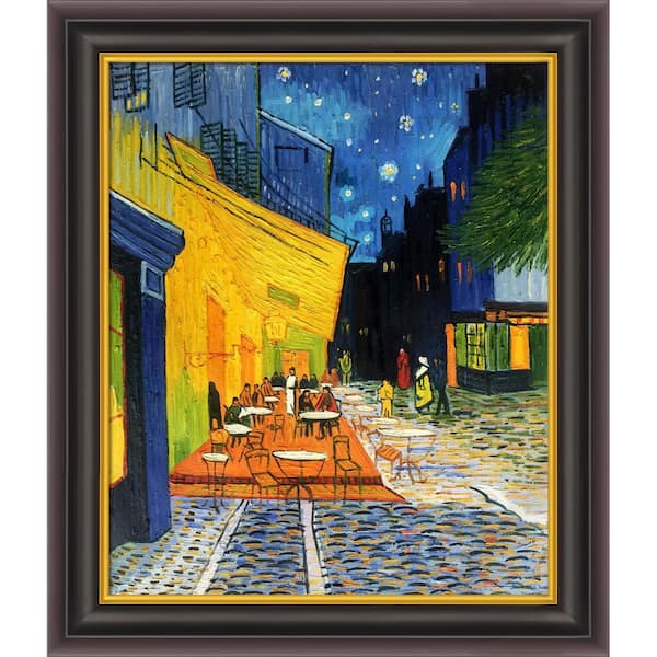 LA PASTICHE Cafe Terrace at Night by Vincent Van Gogh Opulent Framed Abstract Oil Painting Art Print 26 in. x 30 in.