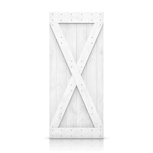 Distressed X Series 36 in. x 84 in. Light Cream Stained Solid Knotty Pine Wood Interior Sliding Barn Door Slab