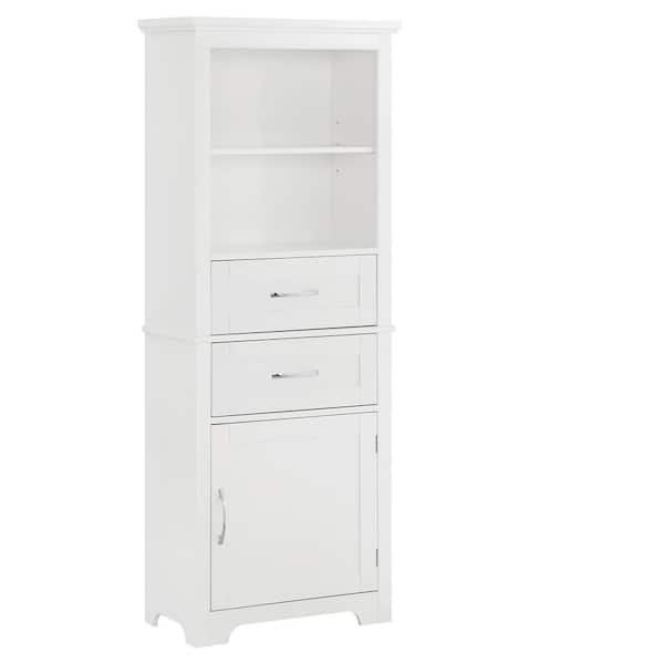 Unbranded 23.63 in. W x 11.82 in. D x 60 in. H White MDF Freestanding Bathroom Cabinets Linen Cabinet with Open Shelves