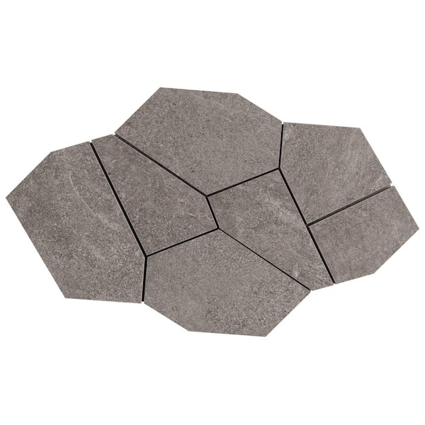 Ivy Hill Tile Monolith Slate Gray 4 in. x 0.35 in. Organic Pattern Matte Porcelain Mosaic Floor and Wall Tile Sample