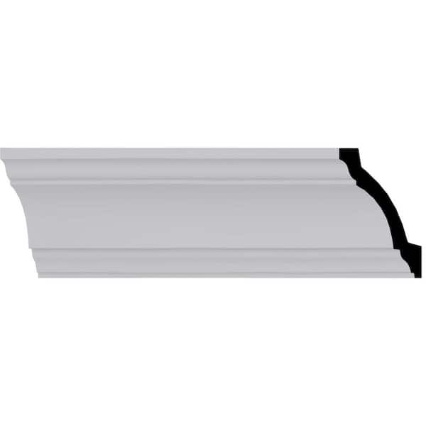 Ekena Millwork 3-1/4 in. x 3-1/4 in. x 94-1/2 in. Polyurethane Salem Traditional Smooth Crown Moulding
