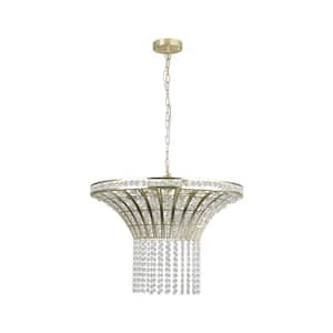 8 Light Gold Modern Crystal Chandelier for Living Room Dining Room with No Bulbs Included