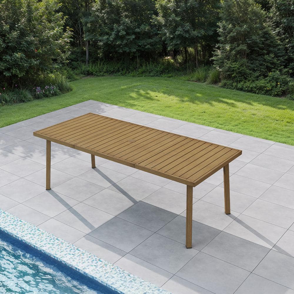 Rectangular Aluminum Patio Table with Umbrella Hole