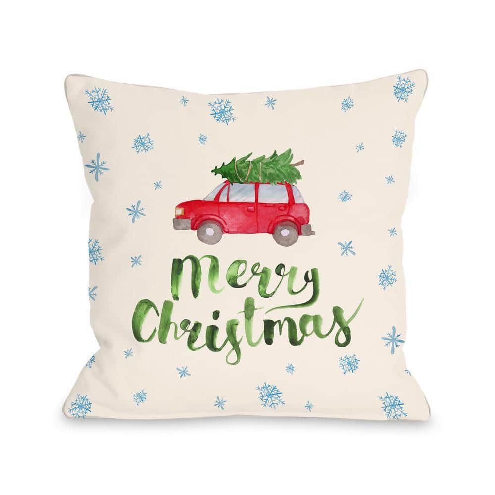 Merry Christmas Car Tree Polyester Standard Throw Pillow 75266PL16 ...