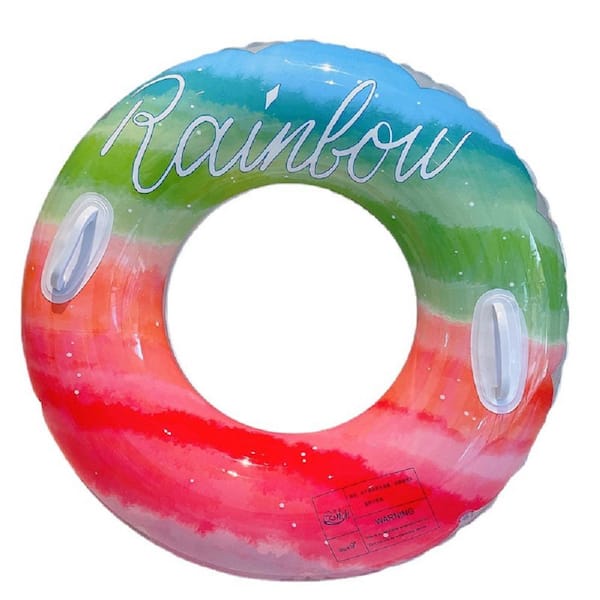 Wellco Adult Swim Ring Thickened Rainbow Underarm Ring Adult Handle Flower PVC Swim Ring
