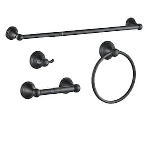 4 -Piece Bath Hardware Set with Included Mounting Hardware in Black