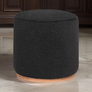 Black and Brown Foam Round Storage Ottoman Medium